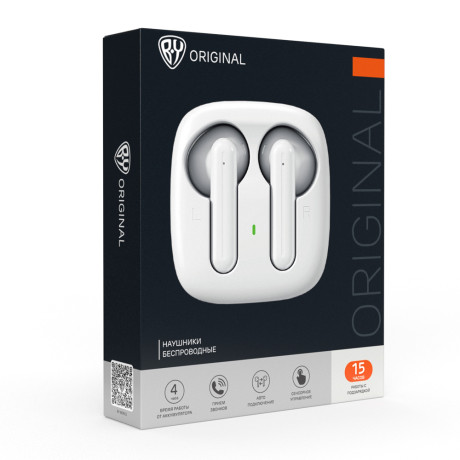 BY Наушники беспроводные TWS AirBuds, вкладыши, 25/200 мАч, BT5.3, белый