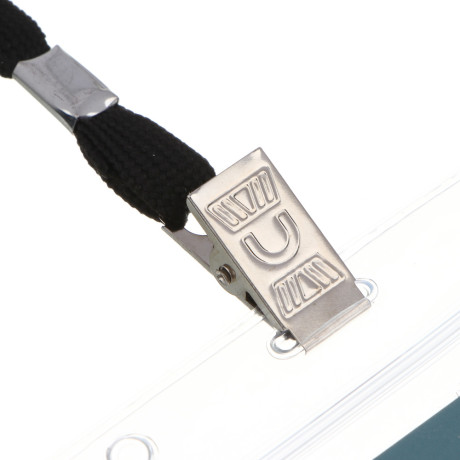 ЮL Бейдж горизонтальный с лентой, 9,5х11см, ПВХ, прозрачный