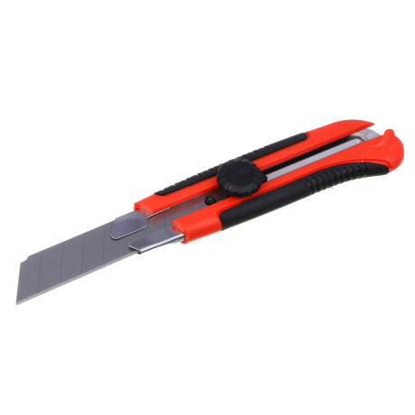 ЕРМАК Нож универсальный 25мм, метал.направ., Twist lock,TPR, блистер