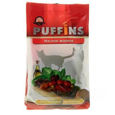 Пуффинс Корм сухой для кошек 400г Мясное жаркое x18