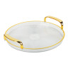 Поднос круглый с ручками с золотой каемкой 30x28x3см РЕТ
