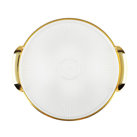 Поднос круглый с ручками с золотой каемкой 30x28x3см РЕТ