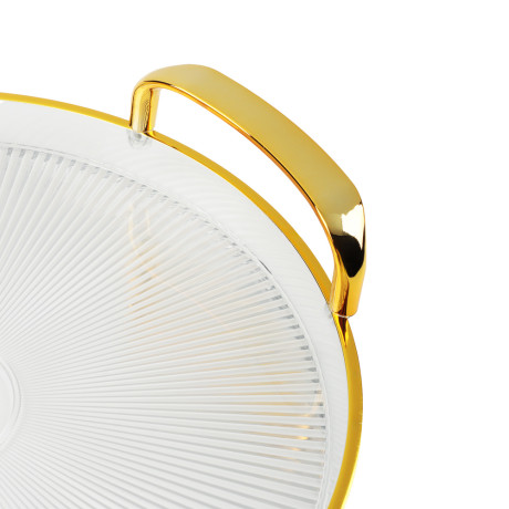 Поднос круглый с ручками с золотой каемкой 30x28x3см РЕТ