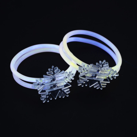 СНОУ БУМ Набор неоновых браслетов со снежинками 2 шт, 4 палочки по 20 см, пластик