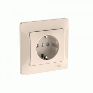 Systeme Electric GLOSSA роз. СУ 1 мест. (земля) штор, 16А (автоклеммы) БЕЖЕВЫЙ GSL000244S (15!)