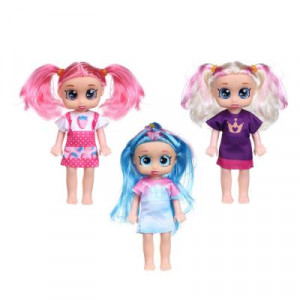 ИГРОЛЕНД Кукла с цветными волосами, 16 см, PP, PVC, полиэстер, 22х15х4,5см, 3 дизайна
