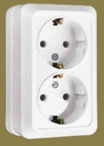 EKF Рим роз. ОУ 2 мест. 16А белый (земля) ENR16-128-10