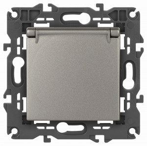 ЭРА Elegance мех. роз. СУ 1 мест.  (земля,шторки,крышка) 16A 250В титан 14-2103-16 65811