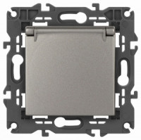 ЭРА Elegance мех. роз. СУ 1 мест.  (земля,шторки,крышка) 16A 250В титан 14-2103-16 65811