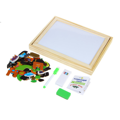 ХОББИХИТ Набор развивающий с магнитами, дерево, магнит, картон, мел, 31x23,5x3см, 2 дизайна