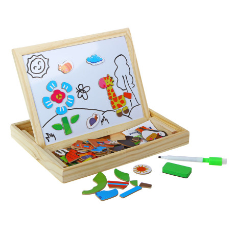ХОББИХИТ Набор развивающий с магнитами, дерево, магнит, картон, мел, 31x23,5x3см, 2 дизайна