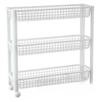 Полка узкая на колесах (3 секции) белая М2718 (4)