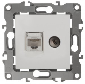 ЭРА 12 мех. роз. комп+TV, СУ RJ45+TV Белый, автоклеммы 12-3110-01 3079
