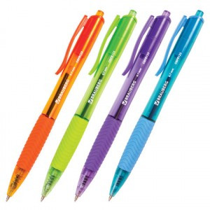 Ручка шариковая масляная автоматическая с грипом BRAUBERG "Fruity RD", СИНЯЯ, корпус ассорти, узел 0