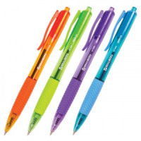 Ручка шариковая масляная автоматическая с грипом BRAUBERG "Fruity RD", СИНЯЯ, корпус ассорти, узел 0