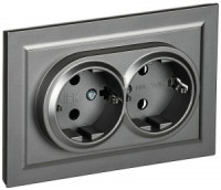 IEK BRITE роз. СУ 2 мест. земля(штор.) 16А РСш12-3-БрС сталь BR-R24-16-K46-F