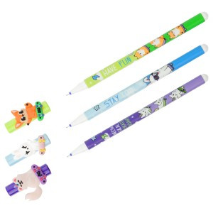 Ручка гелевая стираемая MESHU "Skate party" синяя, 0,5мм, корпус ассорти, с топпером Арт.362463