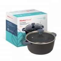 Кастрюля литой алюминий с крышкой Шеф Андреа 4,2л(1,7мм),бакел.ручка, д/всех плит 75345 Master House