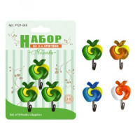 Крючки &quot;Яблочки&quot;, набор 3шт/уп, цена за уп (кратность 6шт!!!), сталь, пластик PY27-149 Мультидом