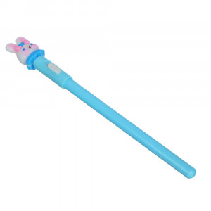 Ручка шариковая синяя, наконечник в форме зайчика, подсветка, корпус 18,3 см, 4 дизайна