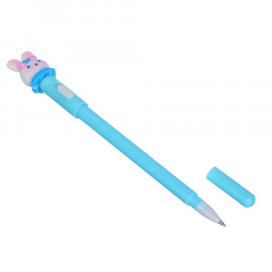 Ручка шариковая синяя, наконечник в форме зайчика, подсветка, корпус 18,3 см, 4 дизайна