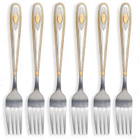 Вилка столовая NA1781-2 Вензель круглый 6 шт. (100)