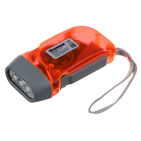 Фонарик динамический тм ЕРМАК, 3 LED, пластик, 50х100х30 мм