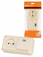 TDM Ладога блок горизонт. (роз. 1 мест. 10А + выкл. 1 кл. с/п 10А) ОУ сл.кость SQ1801-0207