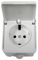 ASD/InHome AQUA роз. ОУ 1 мест. 16А бел. с крышкой (пласт. осн., п/герм., IP44)  3110