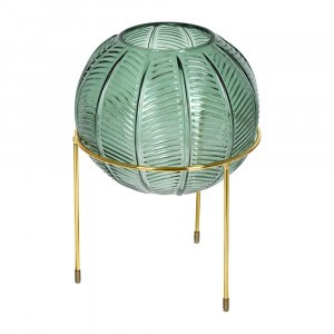 Ваза стеклянная круглая Irida на подставке 20x28см изумрудная QWERTY