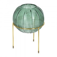 Ваза стеклянная круглая Irida на подставке 20x28см изумрудная QWERTY