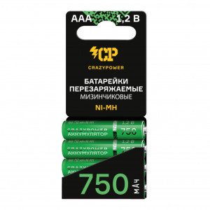 Ак-р CRAZYPOWER /R03 750mAh BL4 1/4/48/384