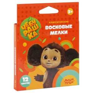 Мелки восковые Мульти-Пульти "Чебурашка", 12цв., круглые, картон, европодвес Арт.357206