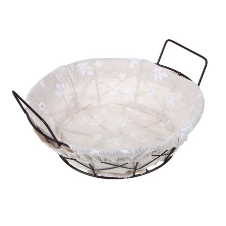 Корзина для мелочей тм VETTA Селеста, круглая, металл, лён, полиэстер, 21х21х7см, 2 дизайна