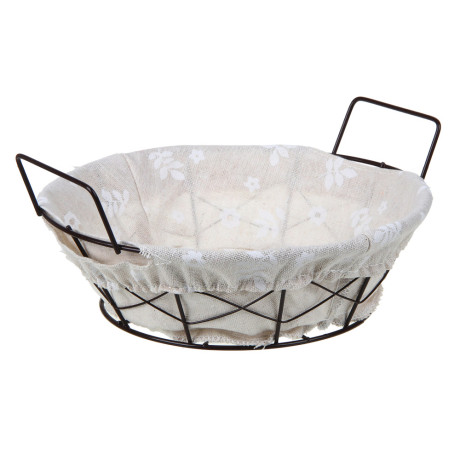 Корзина для мелочей тм VETTA Селеста, круглая, металл, лён, полиэстер, 21х21х7см, 2 дизайна