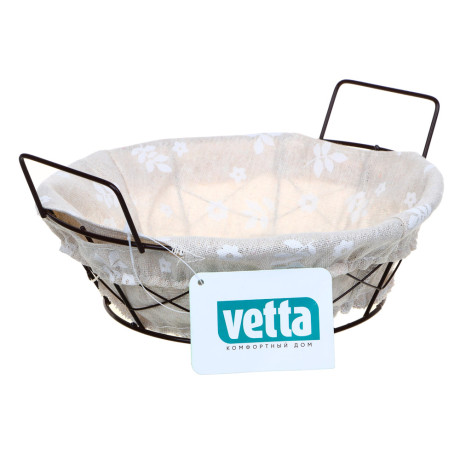 Корзина для мелочей тм VETTA Селеста, круглая, металл, лён, полиэстер, 21х21х7см, 2 дизайна