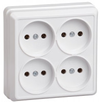 IEK ОКТАВА роз. ОУ 4 мест.  10А белый (корпус ABS) РС24-2-ОБ