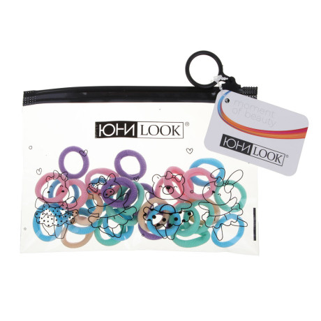 Резинки для волос ЮНИLOOK 40шт, d2см, полиэстер, 5 цветов, ACS-89