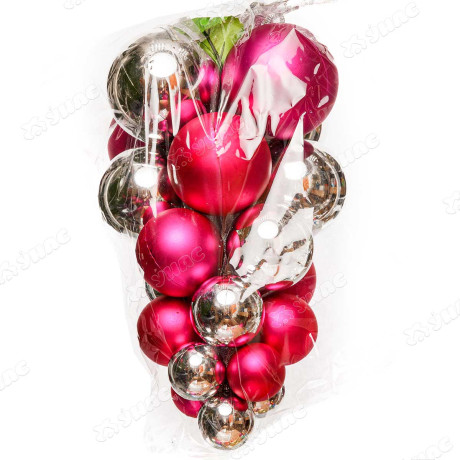 Подвеска из шаров Т037-3 Виноград 30см Сереб-Фуксия  х24