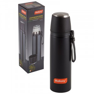 Термос NERO 0,5л универс, с чашкой и силикон.ремешком д/переноски 5242 Mallony