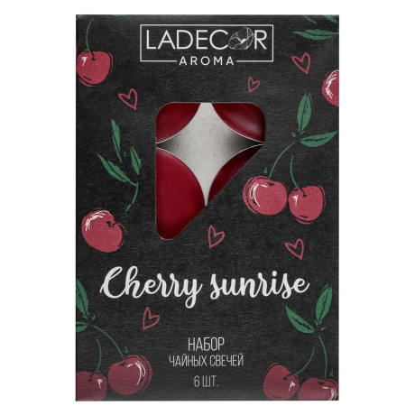 LADECOR Набор свечей чайных ароматических, 6шт, парафин, аромат вишня
