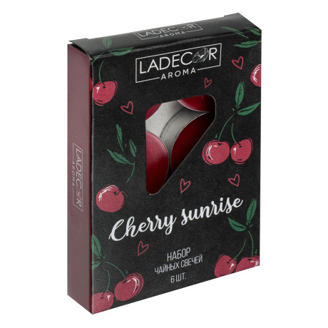LADECOR Набор свечей чайных ароматических, 6шт, парафин, аромат вишня