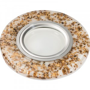 Fametto DLS-L108-2001 GU5.3 св-к встр.Luciole полимер 90(65)x20 бел/кофейн/хром, подсветка LED3W