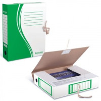 Папка архивная с завязками, микрогофрокартон, 75 мм, до 700 листов, зеленая, BRAUBERG, 124851