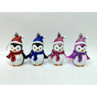 Шар SFOP22028-A 1шт 8см Пингвин черный с красным колпаком (288)