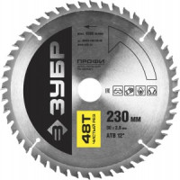 Диск пильный ЗУБР &quot;ПРОФИ&quot; &quot;Чистый рез&quot; по дереву, 48Т, 230х30мм