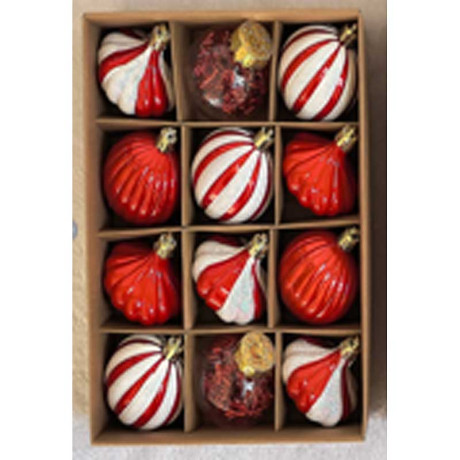 Набор елочных украшений LN28-E33-3 5 см 12 шт Шары КРАСНЫЙ