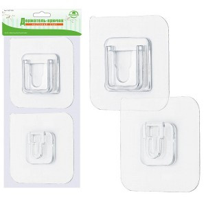 Держатель-крючок настенный 6шт/уп, цена за уп 6*6см прозр пластик (кратность 3!!!) 27-245 Мультидом