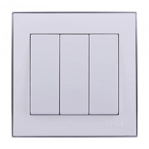 Lezard RAIN выкл. СУ 3 кл. бел. с бок. вст. хром (корпус PC) 703-0225-109