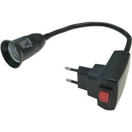 Ecola патрон-переходник вилка-патрон E27 гибкий 300мм с выключателем Черный APF7SBEAY (6!)